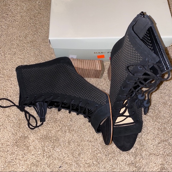 Suede Lace Up Heeled Booties - Picture 5 of 5